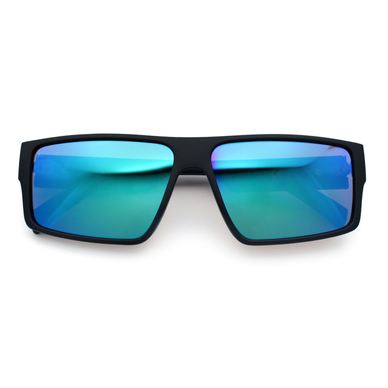 Locs Mens Color Mirror Flat Top Gangster Plastic Rectangle Sunglasses