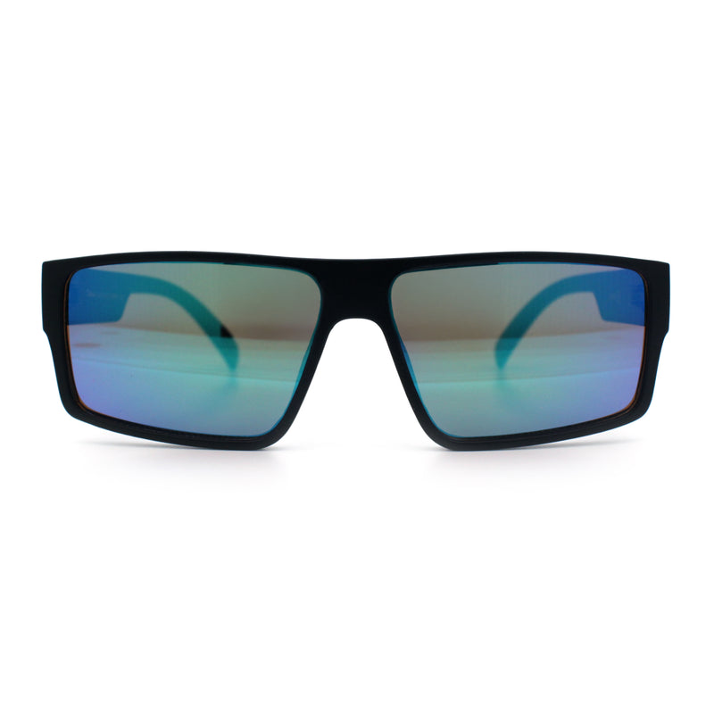Locs Mens Color Mirror Flat Top Gangster Plastic Rectangle Sunglasses