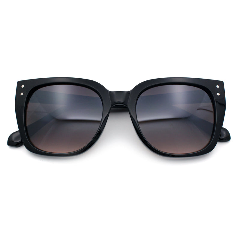 Womens Glitter Trim Oversized Cat Eye Luxe Plastic Sunglasses