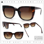 Womens Glitter Trim Oversized Cat Eye Luxe Plastic Sunglasses
