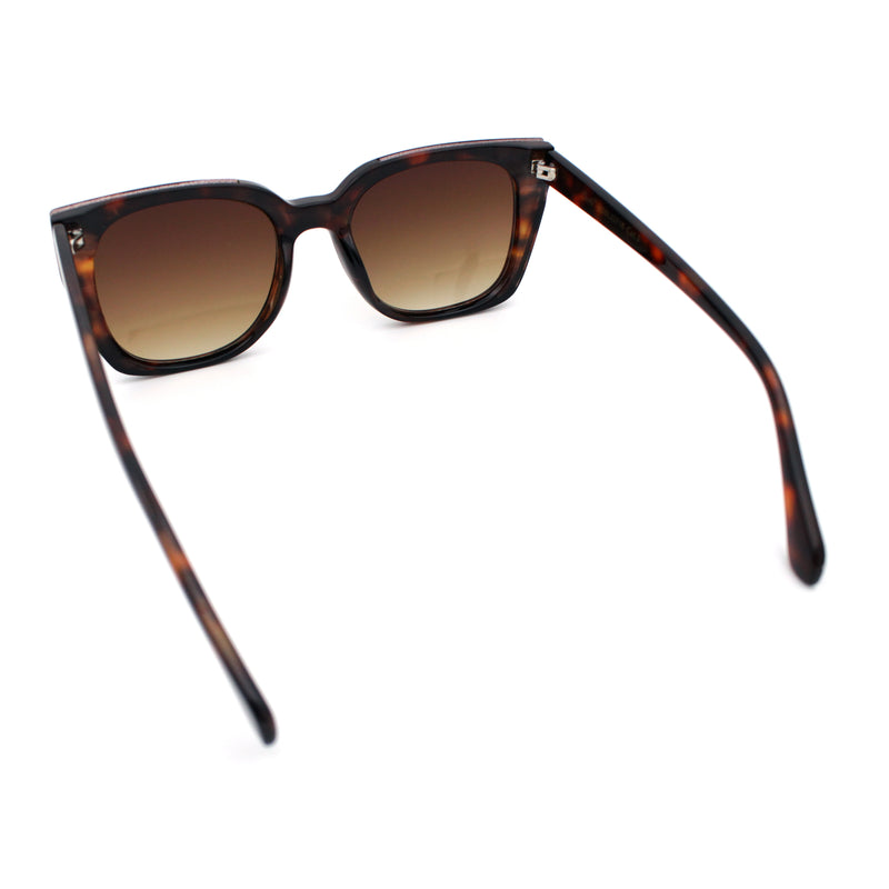 Womens Glitter Trim Oversized Cat Eye Luxe Plastic Sunglasses