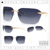 Womens Rimless Wrap Luxury Oversized Rectangle Metal Frame Sunglasses