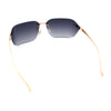 Womens Rimless Wrap Luxury Oversized Rectangle Metal Frame Sunglasses