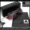 Womens Rimless Wrap Luxury Oversized Rectangle Metal Frame Sunglasses
