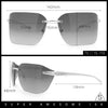 Womens Rimless Wrap Luxury Oversized Rectangle Metal Frame Sunglasses