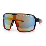 Xloop Mens Large Shield USA American Flag Print MTB Rectangle Sunglasses