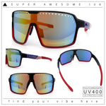 Xloop Mens Large Shield USA American Flag Print MTB Rectangle Sunglasses