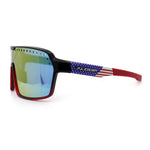 Xloop Mens Large Shield USA American Flag Print MTB Rectangle Sunglasses