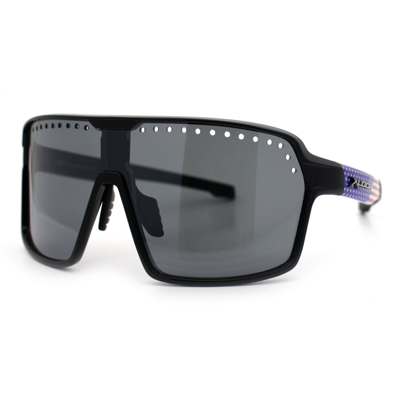 Xloop Mens Large Shield USA American Flag Print MTB Rectangle Sunglasses