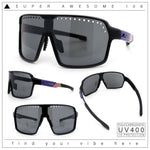Xloop Mens Large Shield USA American Flag Print MTB Rectangle Sunglasses