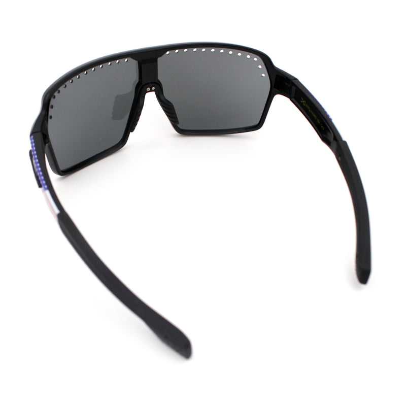 Xloop Mens Large Shield USA American Flag Print MTB Rectangle Sunglasses