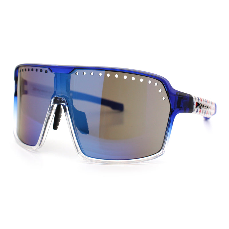 Xloop Mens Large Shield USA American Flag Print MTB Rectangle Sunglasses