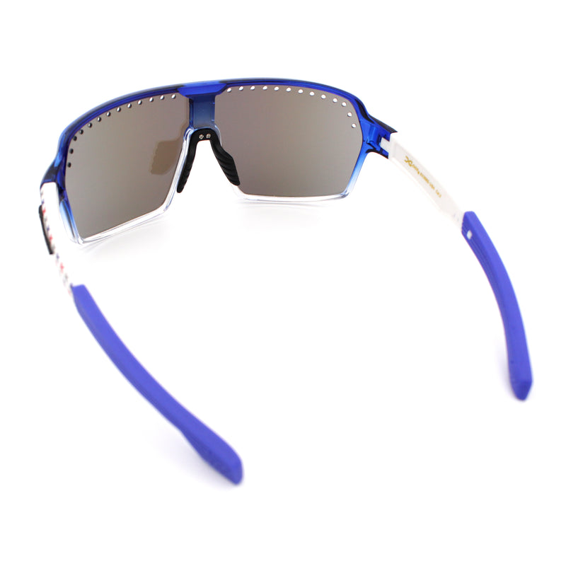 Xloop Mens Large Shield USA American Flag Print MTB Rectangle Sunglasses