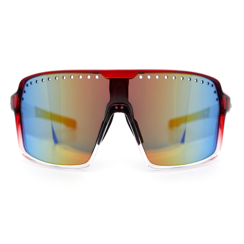 Xloop Mens Large Shield USA American Flag Print MTB Rectangle Sunglasses