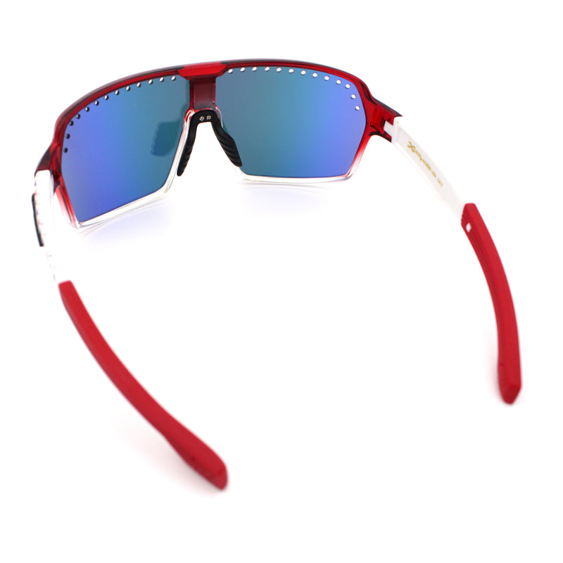 Xloop Mens Large Shield USA American Flag Print MTB Rectangle Sunglasses