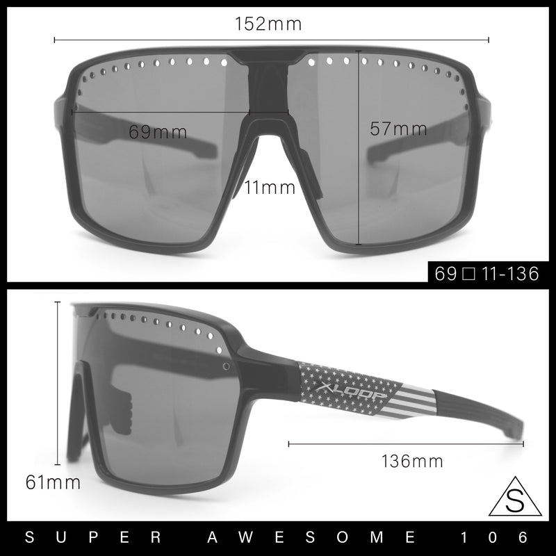 Xloop Mens Large Shield USA American Flag Print MTB Rectangle Sunglasses