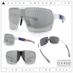 Xloop Mens Large Shield USA American Flag Print MTB Rectangle Sunglasses