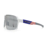Xloop Mens Large Shield USA American Flag Print MTB Rectangle Sunglasses