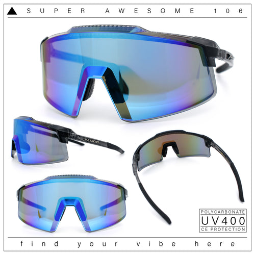 Xloop Rimless Dimensional XL Oversize Shield MTB Sport Plastic Sunglasses