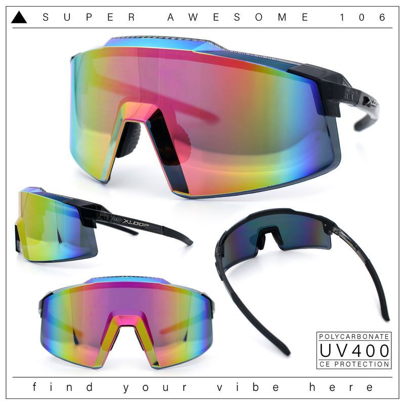 Xloop Rimless Dimensional XL Oversize Shield MTB Sport Plastic Sunglasses