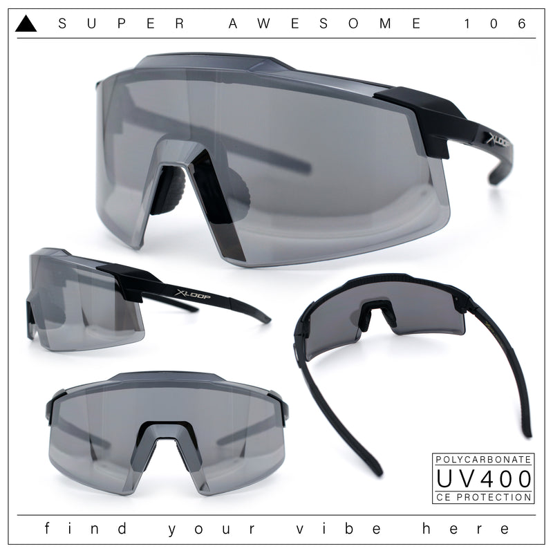 Xloop Rimless Dimensional XL Oversize Shield MTB Sport Plastic Sunglasses