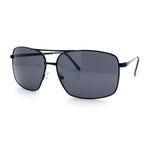 Mens Classic Iconic Rectangle Metal Rim Officer Agent Spring Hinge Sunglasses