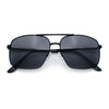 Mens Classic Iconic Rectangle Metal Rim Officer Agent Spring Hinge Sunglasses