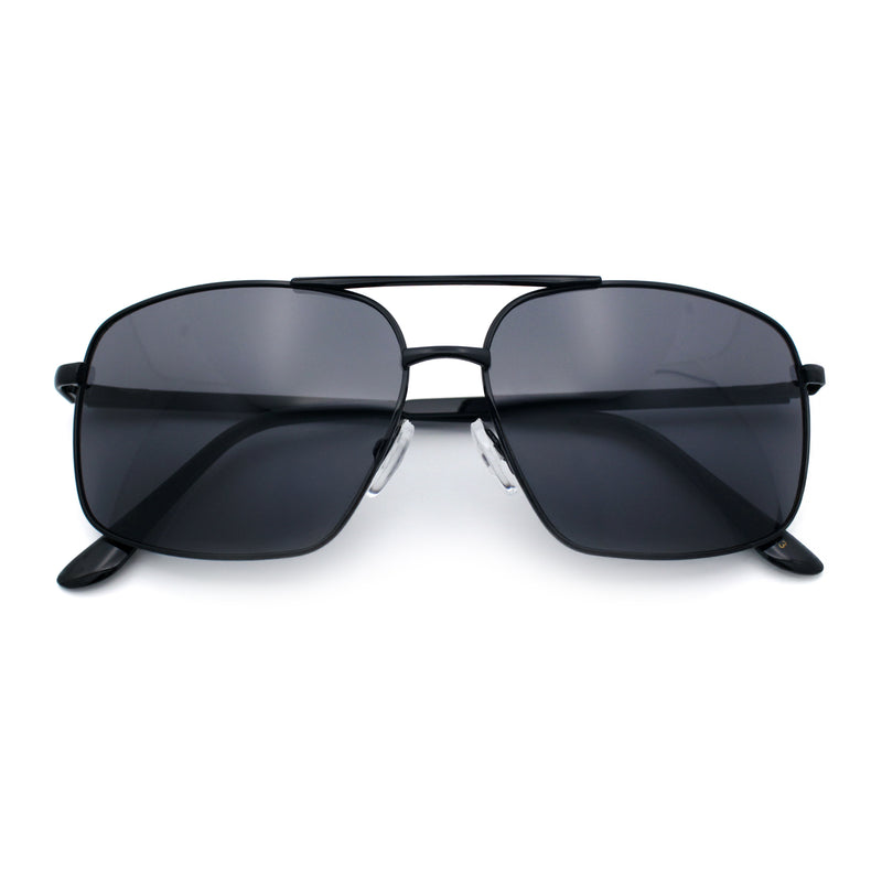Mens Classic Iconic Rectangle Metal Rim Officer Agent Spring Hinge Sunglasses