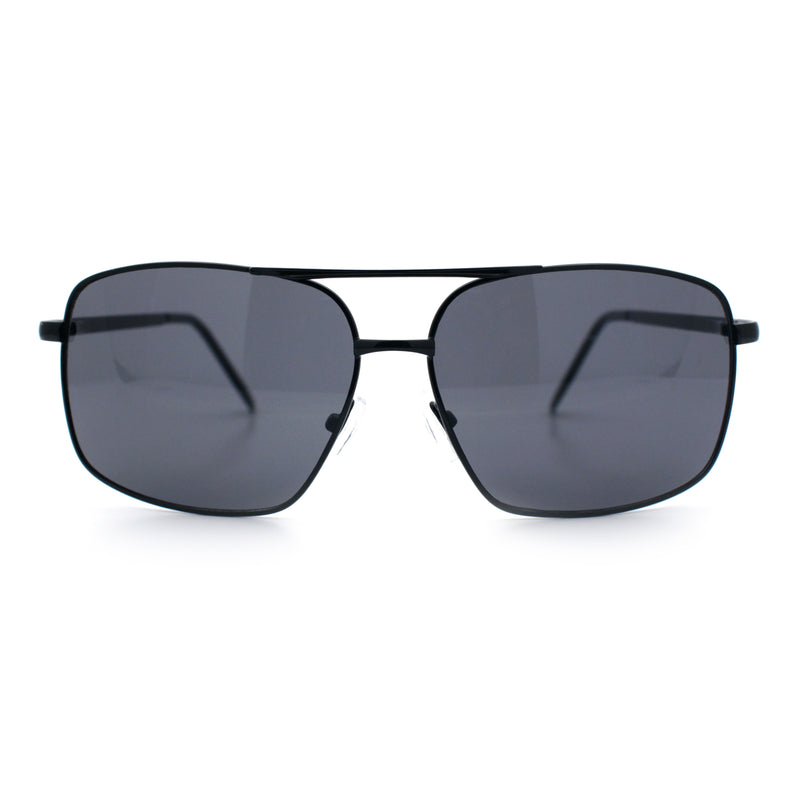 Mens Classic Iconic Rectangle Metal Rim Officer Agent Spring Hinge Sunglasses