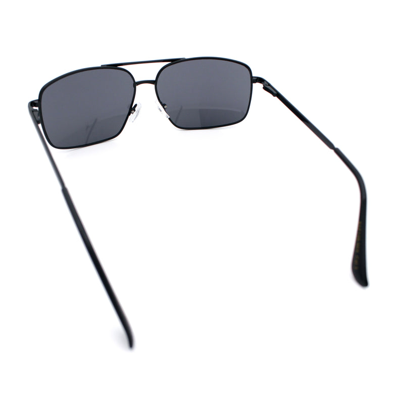 Mens Classic Iconic Rectangle Metal Rim Officer Agent Spring Hinge Sunglasses