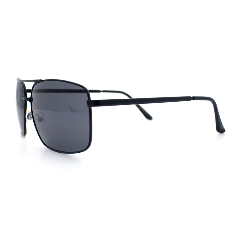 Mens Classic Iconic Rectangle Metal Rim Officer Agent Spring Hinge Sunglasses