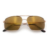 Mens Classic Iconic Rectangle Metal Rim Officer Agent Spring Hinge Sunglasses