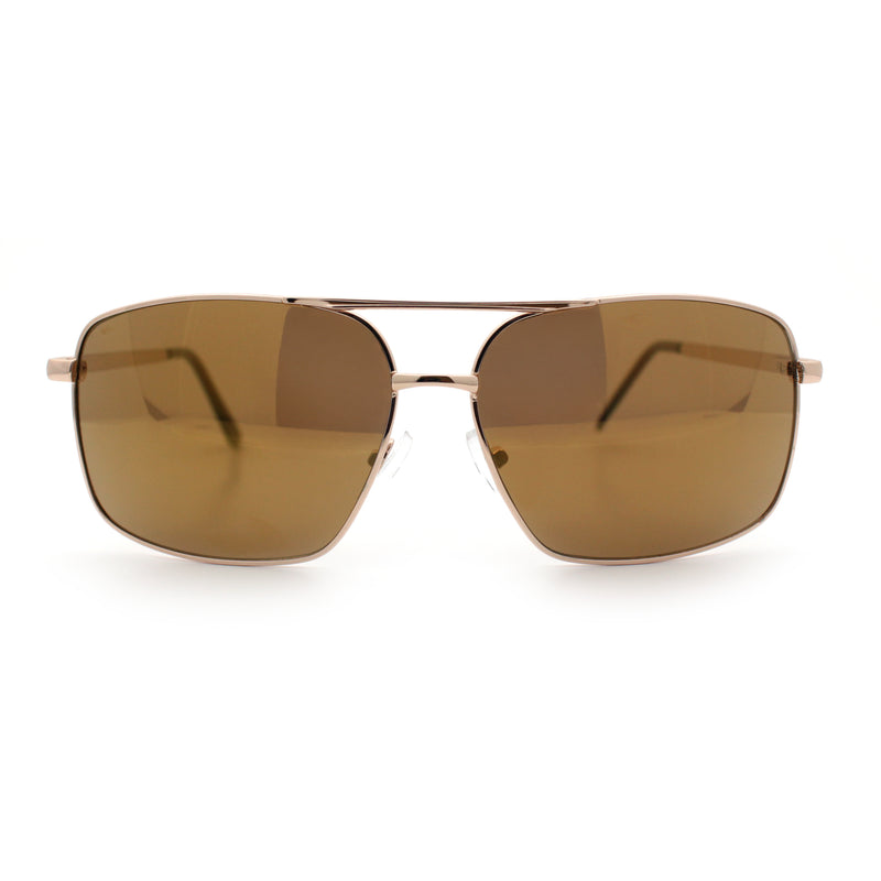 Mens Classic Iconic Rectangle Metal Rim Officer Agent Spring Hinge Sunglasses