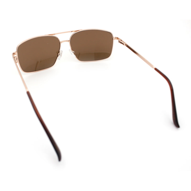 Mens Classic Iconic Rectangle Metal Rim Officer Agent Spring Hinge Sunglasses