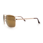 Mens Classic Iconic Rectangle Metal Rim Officer Agent Spring Hinge Sunglasses
