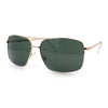 Mens Classic Iconic Rectangle Metal Rim Officer Agent Spring Hinge Sunglasses