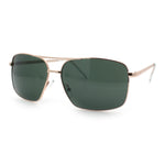 Mens Classic Iconic Rectangle Metal Rim Officer Agent Spring Hinge Sunglasses