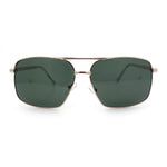 Mens Classic Iconic Rectangle Metal Rim Officer Agent Spring Hinge Sunglasses