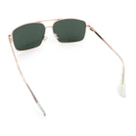 Mens Classic Iconic Rectangle Metal Rim Officer Agent Spring Hinge Sunglasses