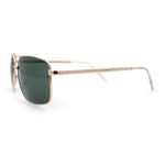 Mens Classic Iconic Rectangle Metal Rim Officer Agent Spring Hinge Sunglasses