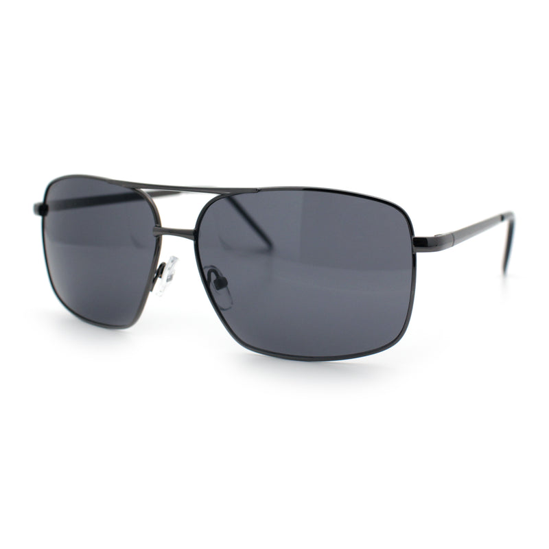 Mens Classic Iconic Rectangle Metal Rim Officer Agent Spring Hinge Sunglasses