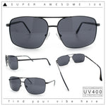 Mens Classic Iconic Rectangle Metal Rim Officer Agent Spring Hinge Sunglasses