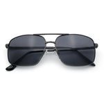 Mens Classic Iconic Rectangle Metal Rim Officer Agent Spring Hinge Sunglasses