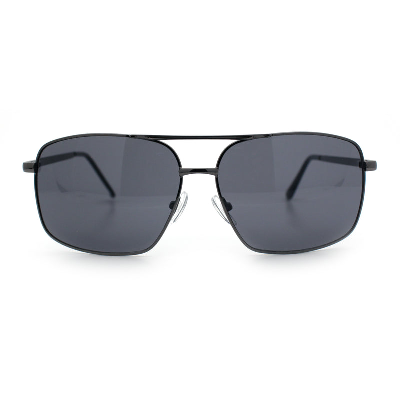Mens Classic Iconic Rectangle Metal Rim Officer Agent Spring Hinge Sunglasses