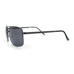 Mens Classic Iconic Rectangle Metal Rim Officer Agent Spring Hinge Sunglasses