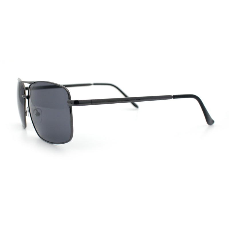 Mens Classic Iconic Rectangle Metal Rim Officer Agent Spring Hinge Sunglasses