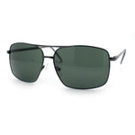 Mens Classic Iconic Rectangle Metal Rim Officer Agent Spring Hinge Sunglasses