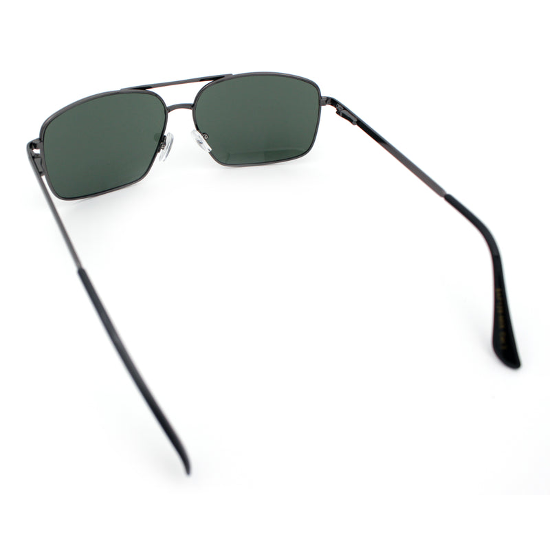 Mens Classic Iconic Rectangle Metal Rim Officer Agent Spring Hinge Sunglasses