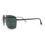 Mens Classic Iconic Rectangle Metal Rim Officer Agent Spring Hinge Sunglasses