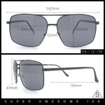 Mens Classic Iconic Rectangle Metal Rim Officer Agent Spring Hinge Sunglasses